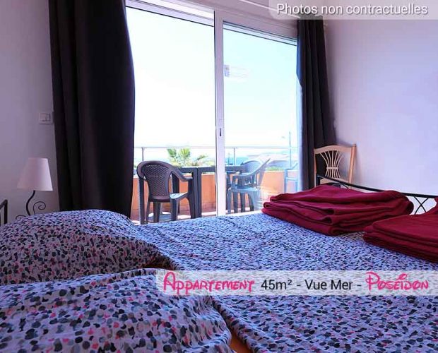 chambre parentale vue mer camping hyeres